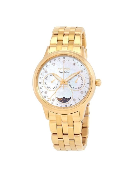 NWT Citizen Calendrier Moon Phase Diamond White Mother of Pearl Dial Ladies Watc